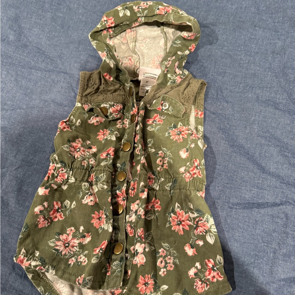 Little Lass Green Floral Vest